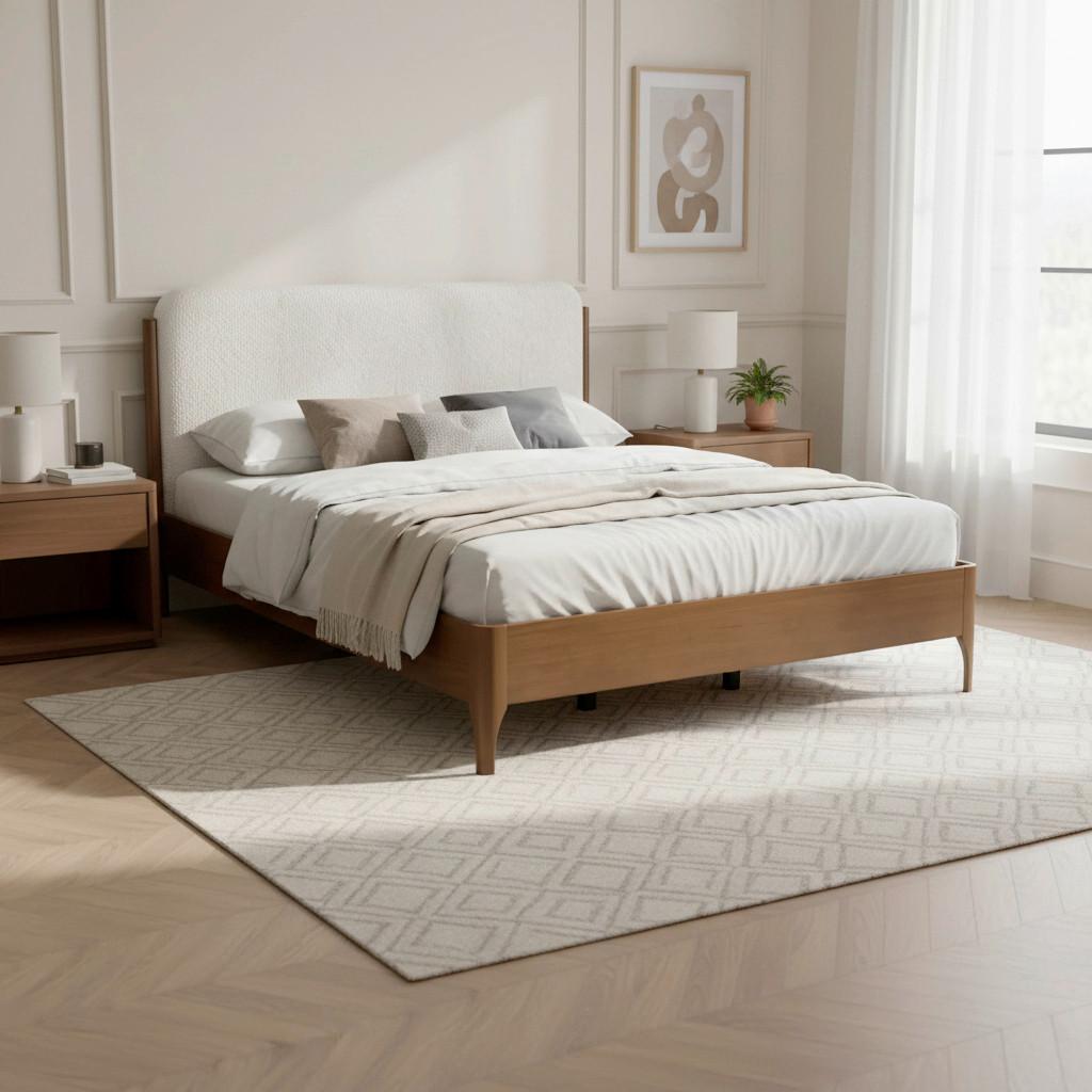 Holzbett Amina Elfenbein ca. 180x200 cm - Hellbraun/Elfenbein, MODERN, Holz/Holzwerkstoff (180/200cm) - Bessagi Home