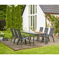 GARTENTISCHGRUPPE MILANO S.SET + SILVA 7TLG - Anthrazit, MODERN, Keramik/Kunststoff (100/88/220cm) - Siena Garden