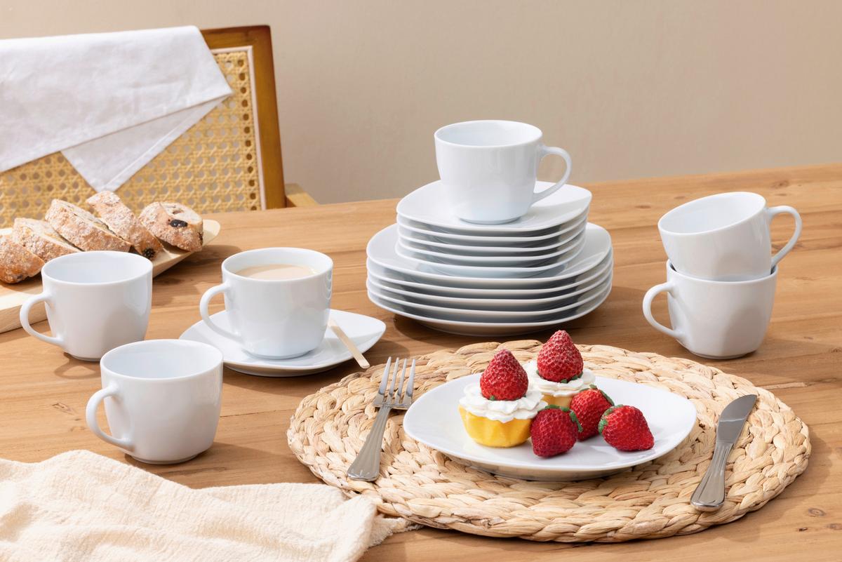 SERWIS KAWOWY COFFEE SET/SQUARE SHAPE - biały, Konventionell, ceramika - Boxxx