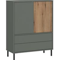 Comodă POZZI - culoare lemn stejar/verde gri, Trend, material pe bază de lemn (78,2/105,2/40cm) - Modern Living