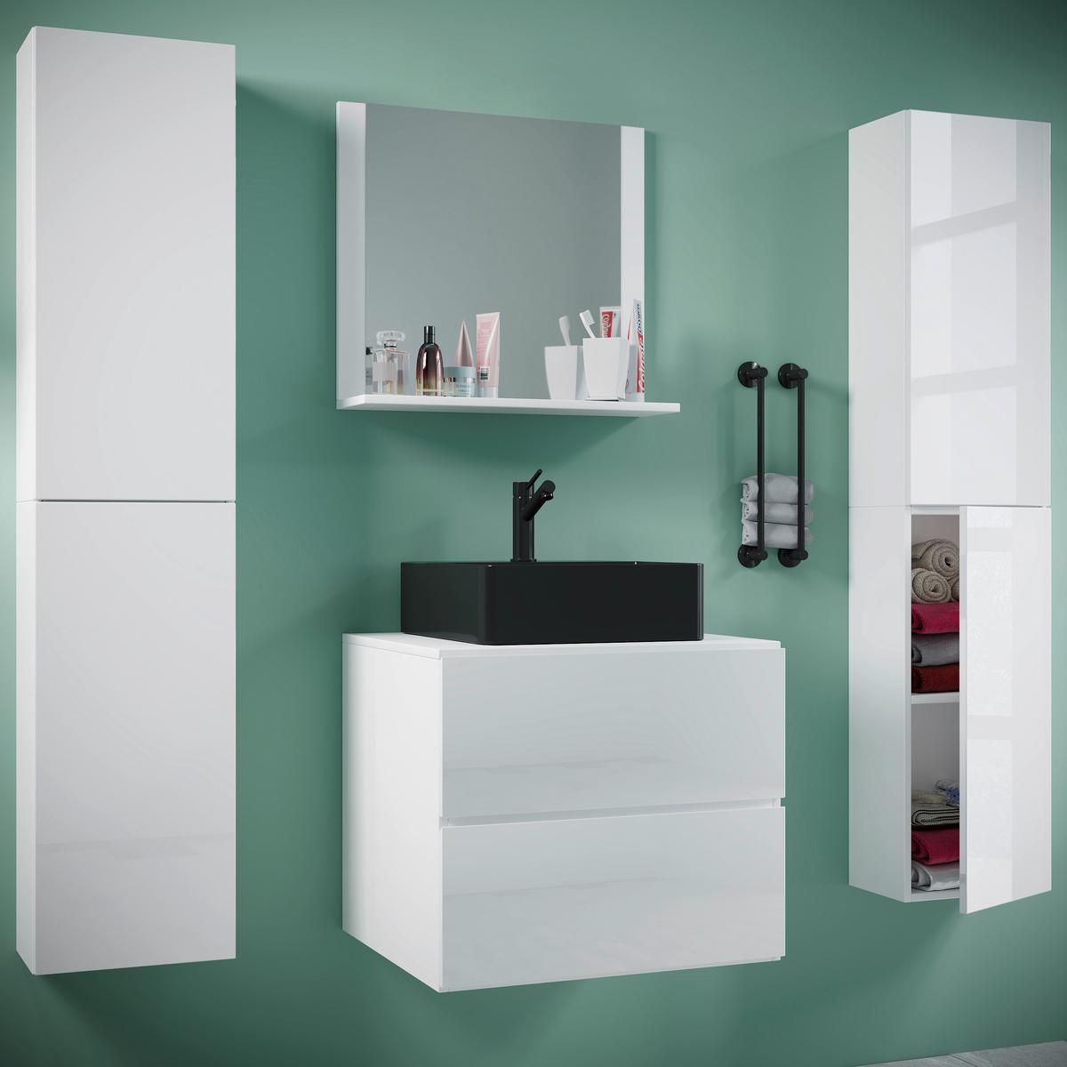 BADEZIMMER LENDAS BL XL - Weiss/Schwarz, Modern, Glas/Keramik (127cm) - MID.YOU