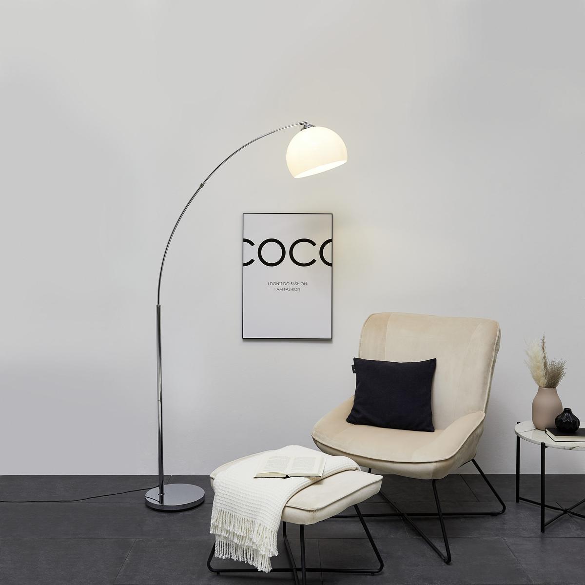 LAMPA ŁUKOWA R46031006 - biały/kolor chromowy, Design, tworzywo sztuczne/metal (110/180/25cm)