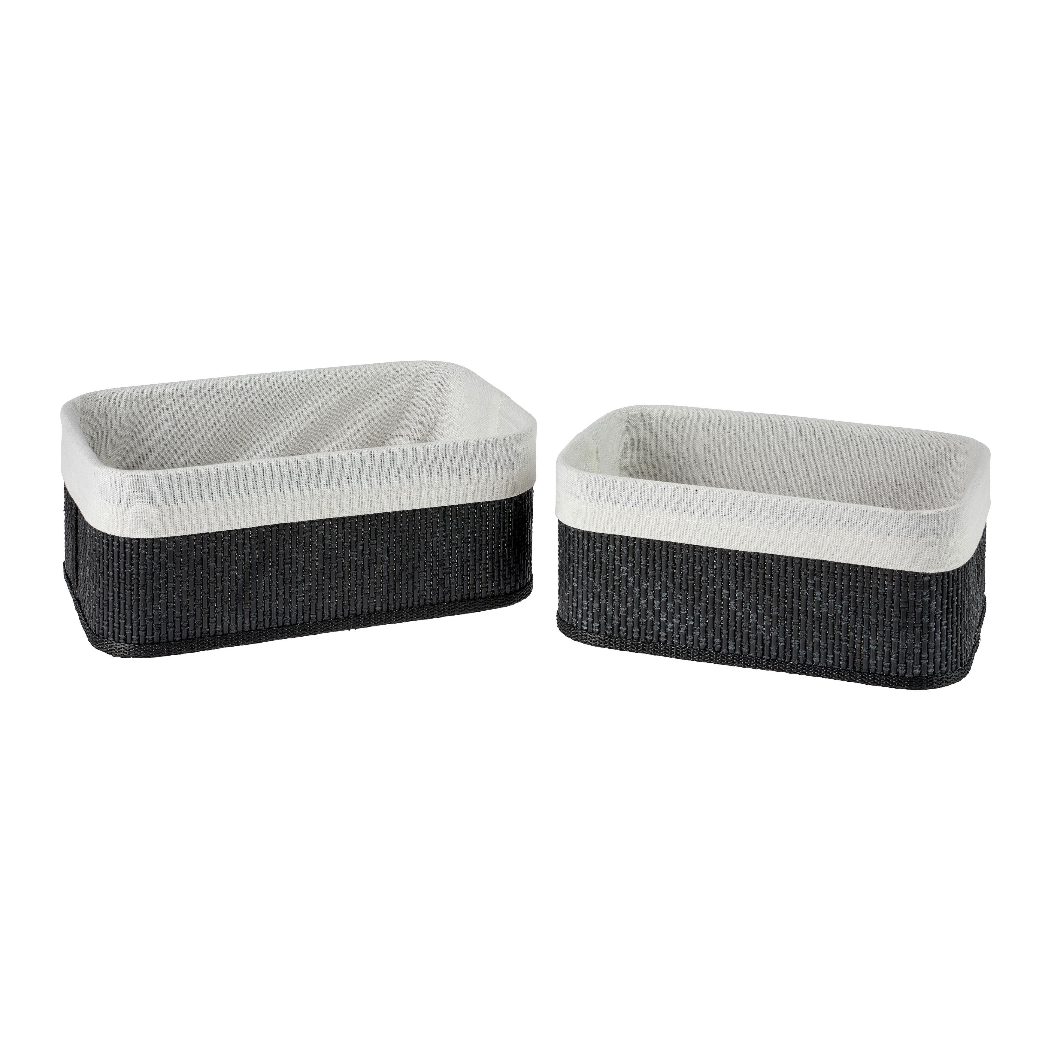 Košara Lulo - črna/bela, kovina/tekstil - Mömax