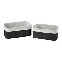 Korb Lulo Schwarz, 2-teilig - Schwarz, Naturmaterialien/Textil - Mömax
