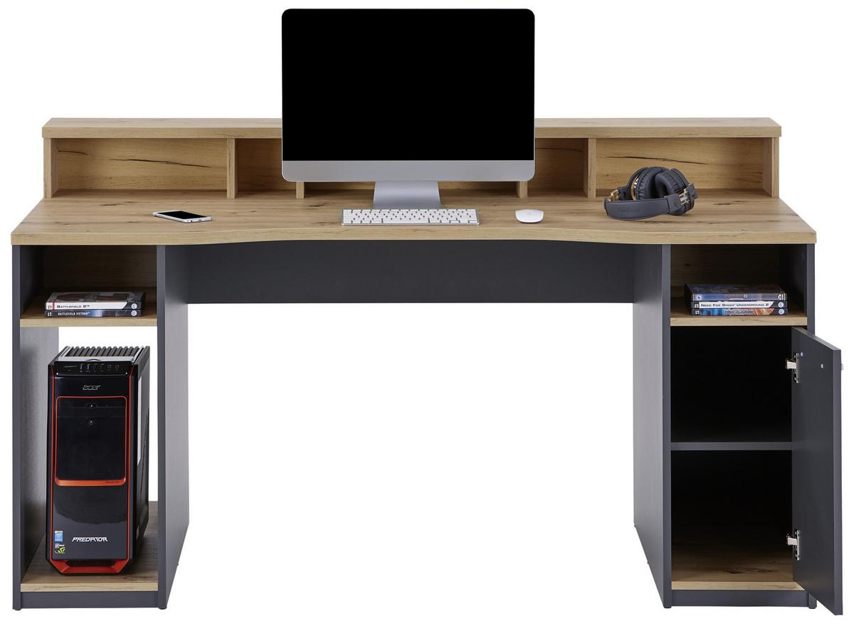 Računalniška Miza Speed, Antracit, Hrast - barve hrasta/antracit, Moderno, kovina/leseni material (160,2/91,9/70cm)