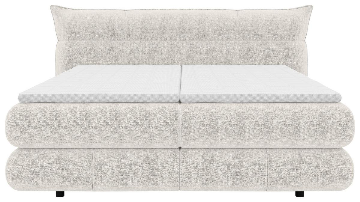 Boxspringbett Auris Creme ca. 180x200cm - Creme/Schwarz, KONVENTIONELL, Kunststoff/Textil (180/200cm) - Sembella