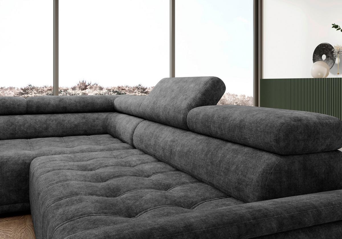 Kutna Garnitura Gremio Links - siva/crna, Moderno, tekstil/plastika (206/283cm) - Modern Living
