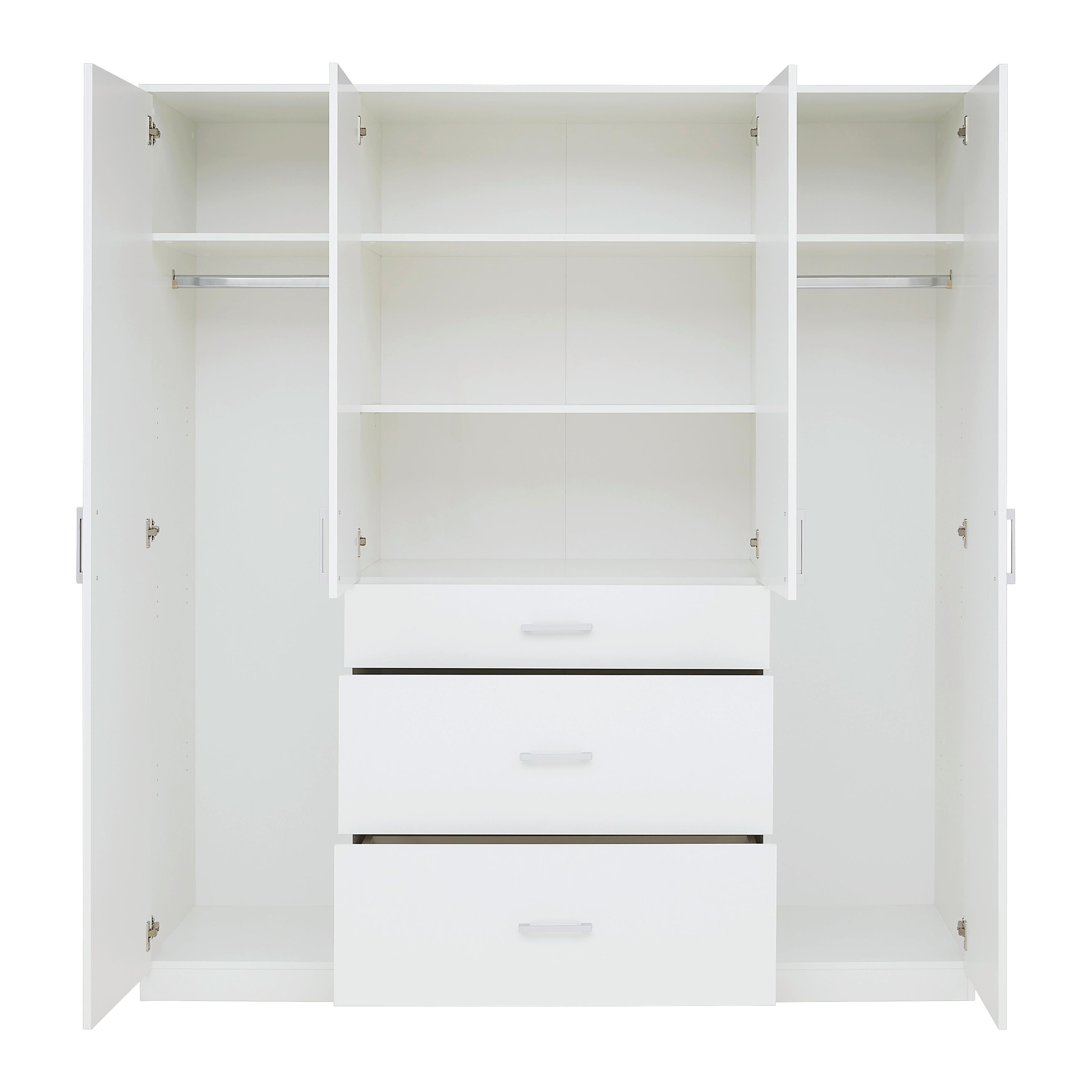 GARDEROB MED GÅNGJÄRNSDÖRRAR LASSE 4T/2SP -EXKLUSIV- - vit/grå, Klassisk, trämaterial/plast (180/196,5/55cm) - Mömax