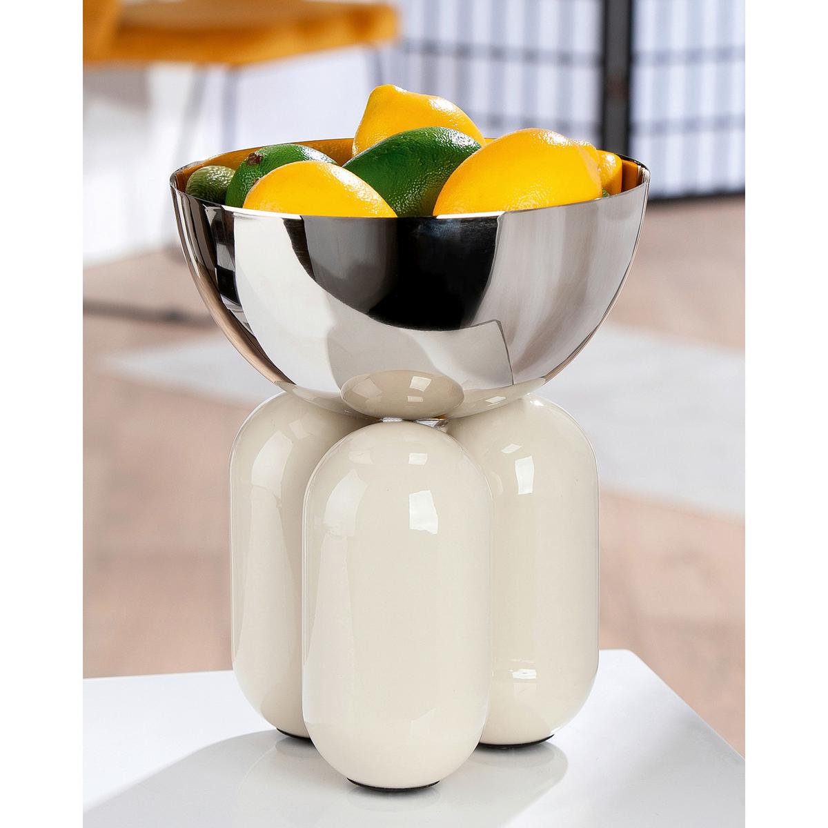 Dekoschale Lille Creme/Silberfarben - Silberfarben/Creme, Basics, Metall (20,5/26cm)