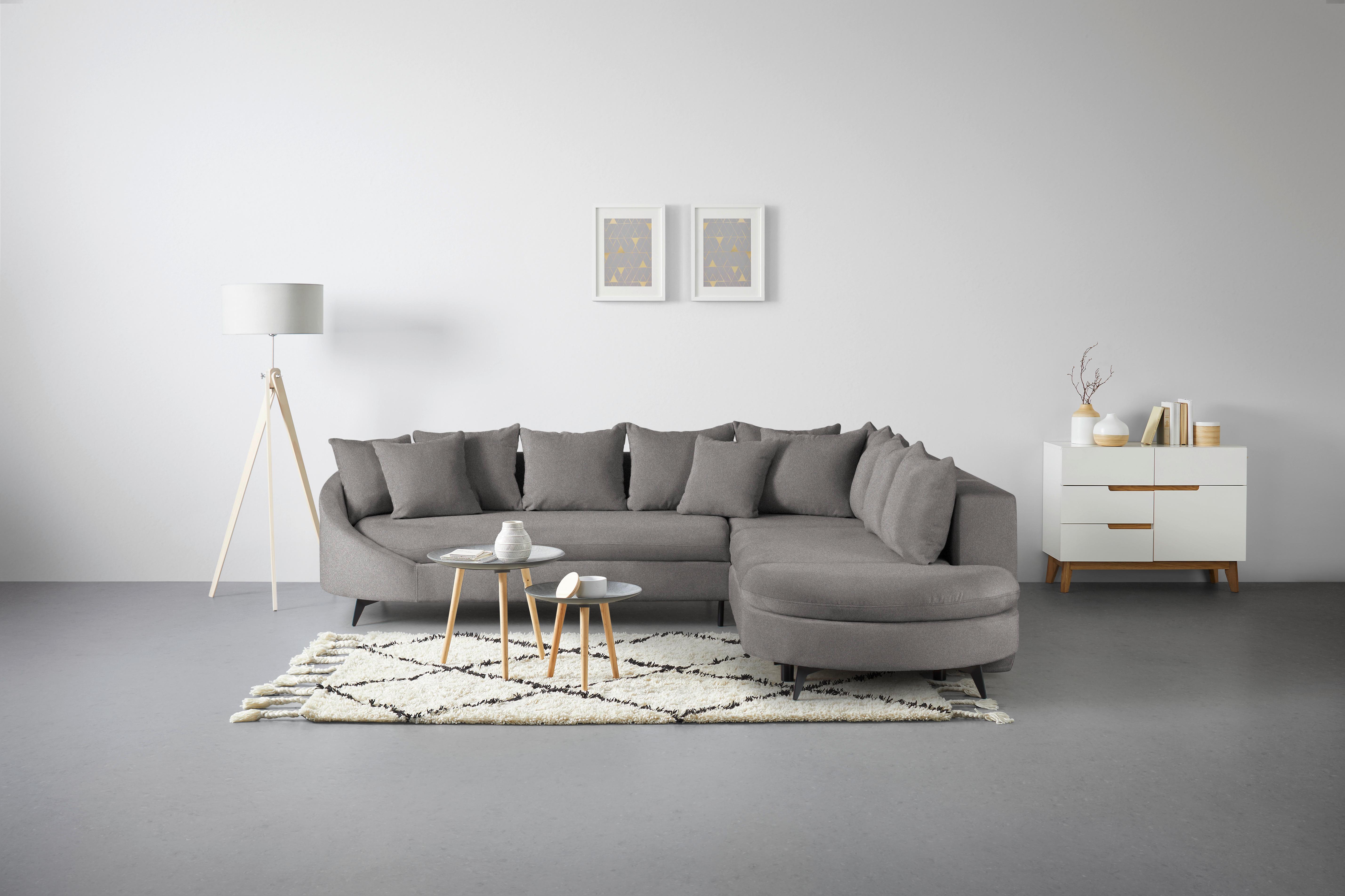 Ecksofa Axel Graphitfarben - Graphitfarben/Schwarz, MODERN, Textil/Metall (291/87/250cm) - Mömax