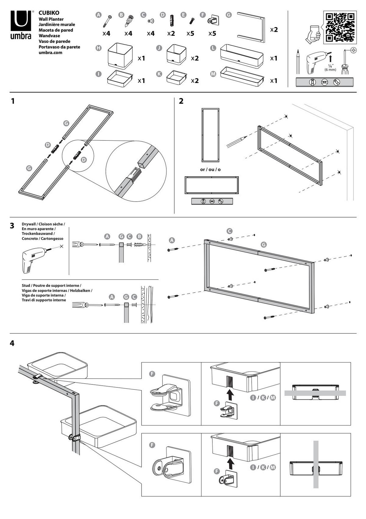 Pflanzentopf Cubiko Schwarz - Schwarz, KONVENTIONELL, Kunststoff/Textil (36/18/72cm) - Umbra