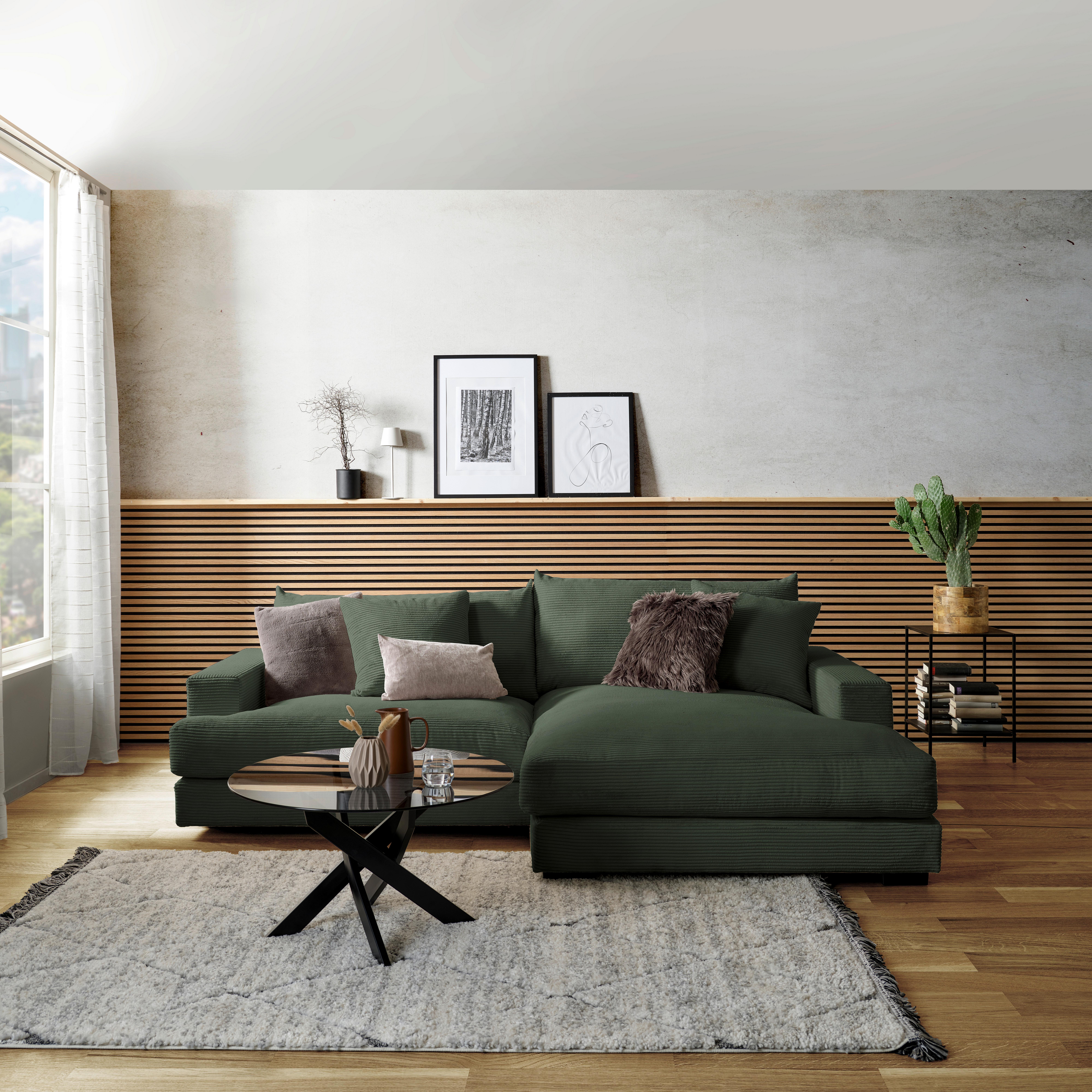 Coltar PELLE - verde închis, Modern, textil (265/180cm) - Modern Living