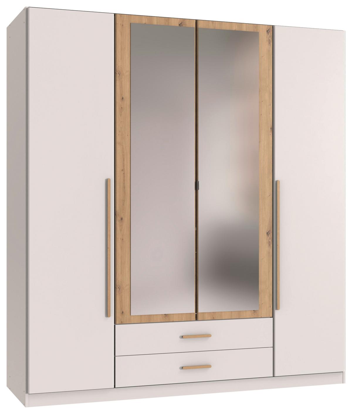 Drehtürenschrank Marburg Eiche Artisan/Weiß - Weiss/Eiche Artisan, Konventionell, Glas/Holzwerkstoff (180/199/58cm) - Mömax