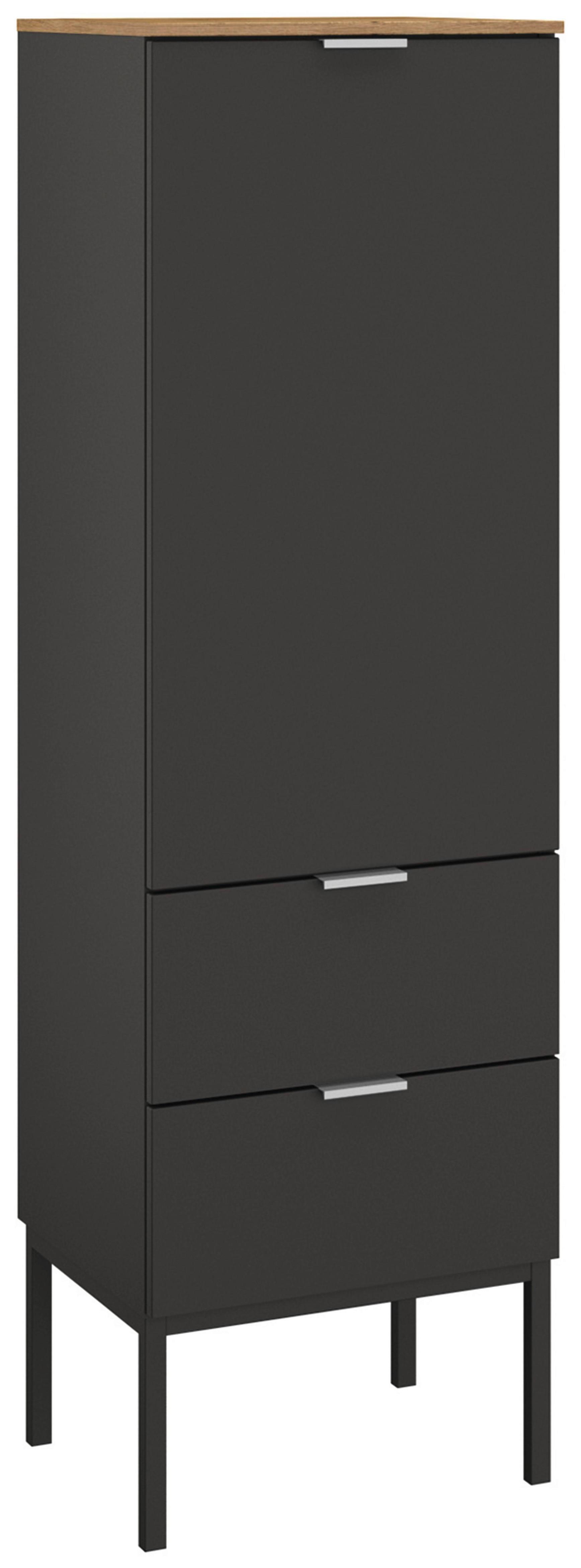 Visoka Komoda Lima, Barva Grafita, Barva Hrasta - barve aluminija/barve grafita, Trend, kovina/leseni material (40/138/42cm) - Stylife