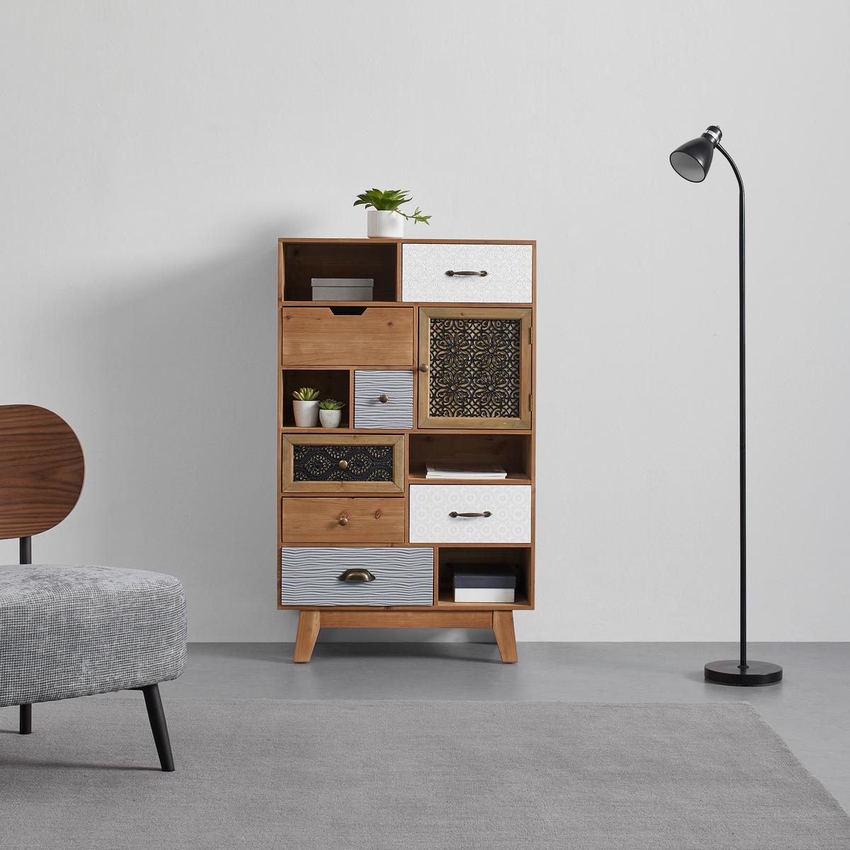 Kommode Frame Multicolor Echtholz/MDF - Multicolor/Schwarz, MODERN, Holz (68/112/34cm) - Bessagi Home