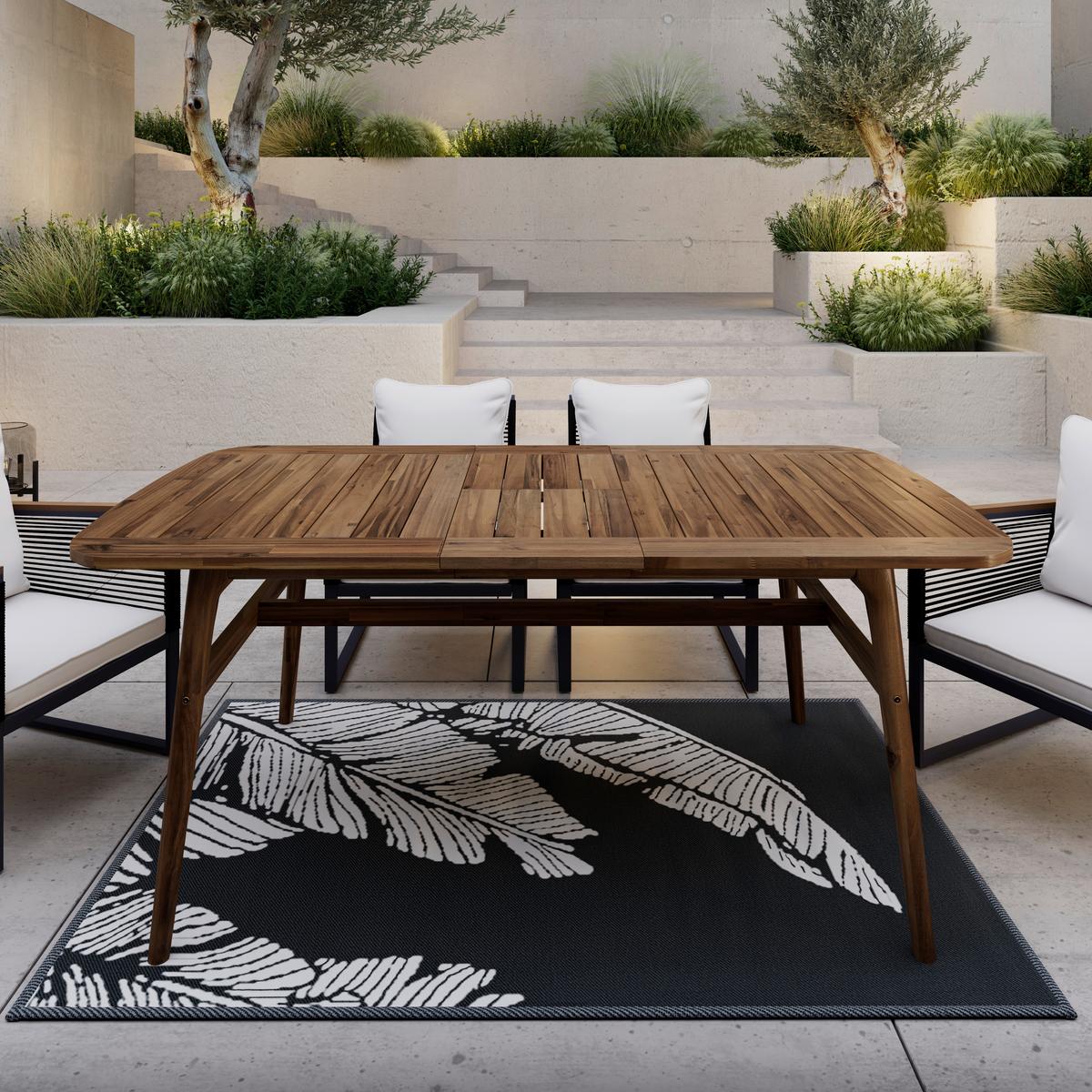 Vrtna Miza Nicola, Barva Oreha, 160-200x90 - barva oreha, Moderno, les (160-200/100/76cm) - Bessagi Garden