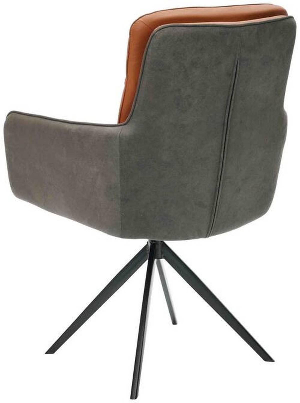 KRZESŁO Z PODŁOKIETNIKAMI MITO - antracytowy/czarny, Design, skóra/metal (58/89/67cm) - Novel