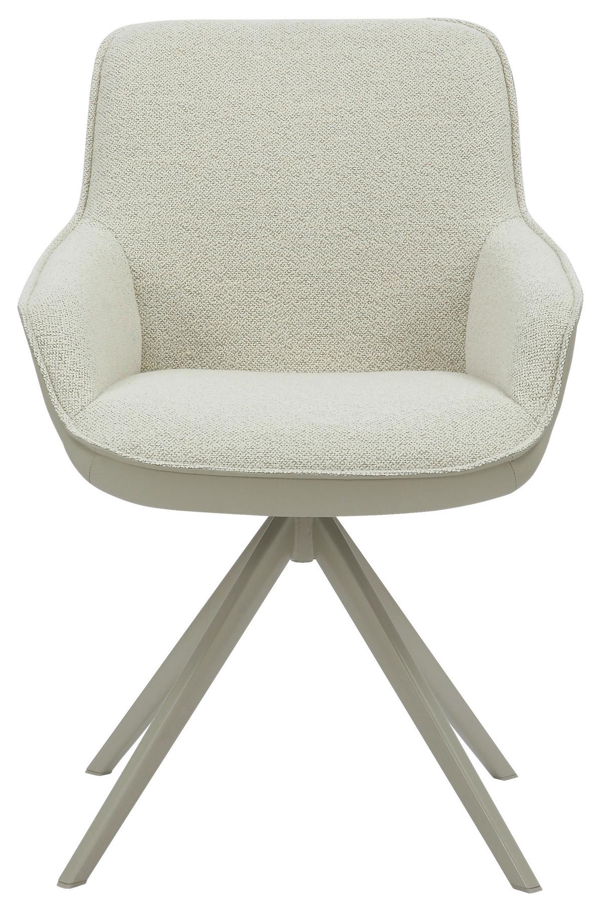 KRZESŁO Z PODŁOKIETNIKAMI FLORENTINA - kremowy/szary, Design, metal/tkanina (58/85/63cm) - Hom`in