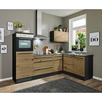 Eckküche Jazz mit Geräten ca.260x175cm Eiche/Anthrazit - Anthrazit/Schwarz, KONVENTIONELL, Holzwerkstoff/Kunststoff (260/175cm) - P & B