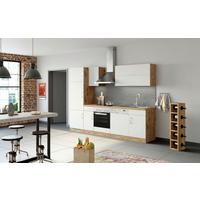 Küchenblock Sorrento mit Geräten ca. 270 cm  Weiß - Chromfarben/Eiche Wotan, MODERN, Holzwerkstoff/Metall (270cm) - Held