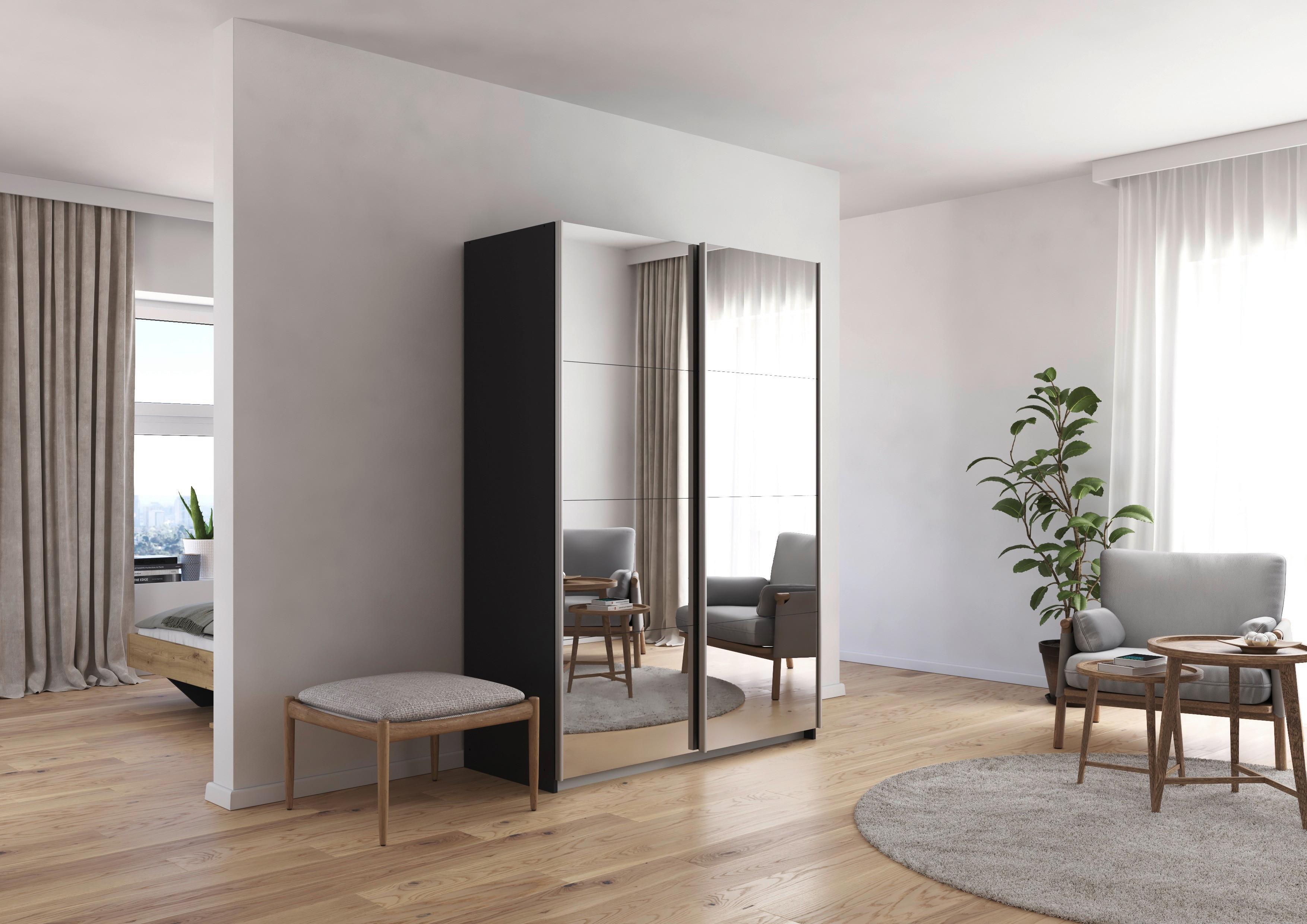 Ormar S Kliznim Vratima Subito - boje grafita/srebrne boje, Moderno, drvni materijal/metal (136/197/61cm) - Modern Living