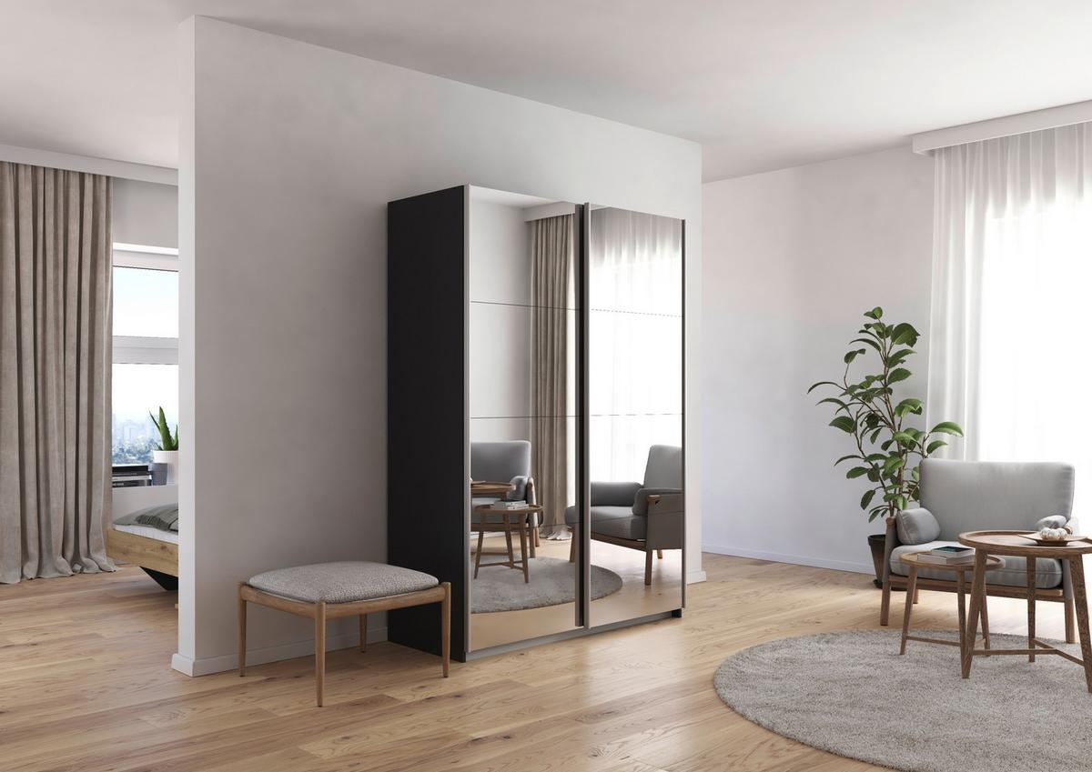 Ormar S Kliznim Vratima Subito - boje grafita/srebrne boje, Moderno, drvni materijal/metal (136/197/61cm) - Modern Living