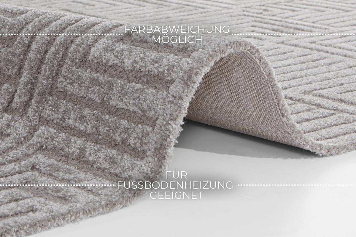 Hochflorteppich Manipu Grau ca. 80x150cm - Grau, Basics, Kunststoff (80/150cm)