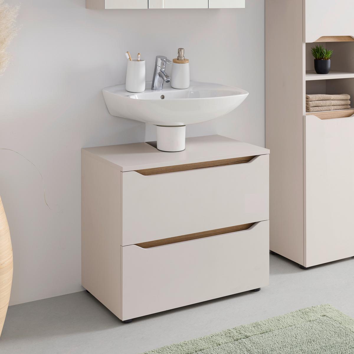 Waschbeckenunterschrank Mallorca Kaschmir/Eiche - Kaschmir/Schwarz, MODERN, Holzwerkstoff (70/60/40cm) - Based