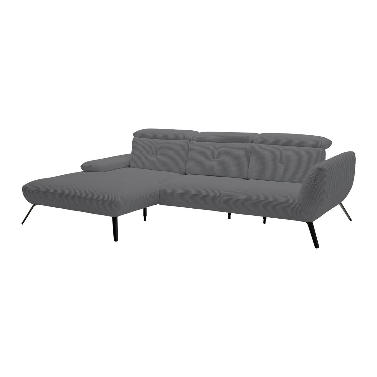 Wohnlandschaft Seattle Grau - Schwarz/Weiß, MODERN, Holzwerkstoff/Textil (196/301cm) - Premium Living