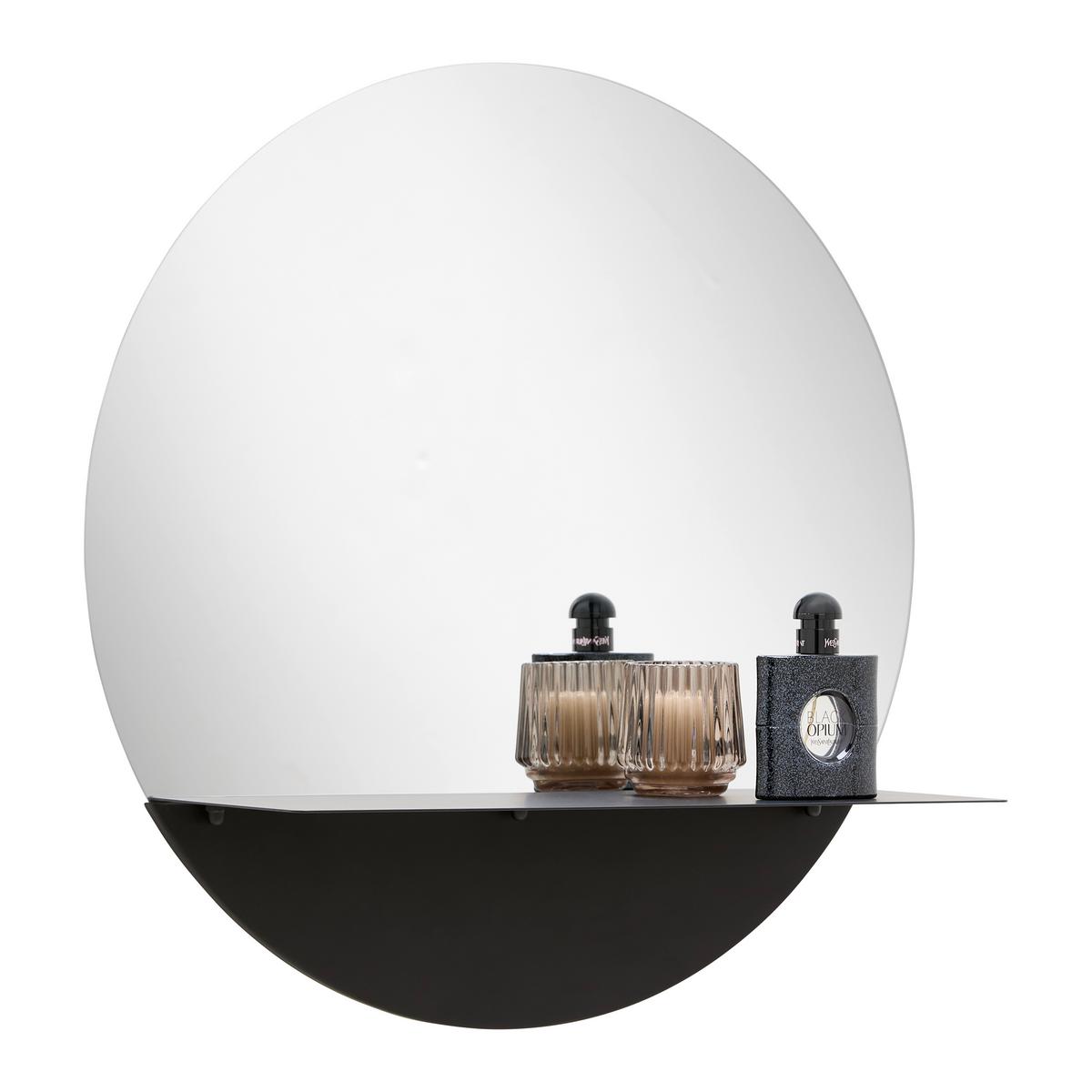 Wandspiegel Maren Schwarz  Ø ca. 50cm - Schwarz, MODERN, Glas/Metall (50cm) - Mömax