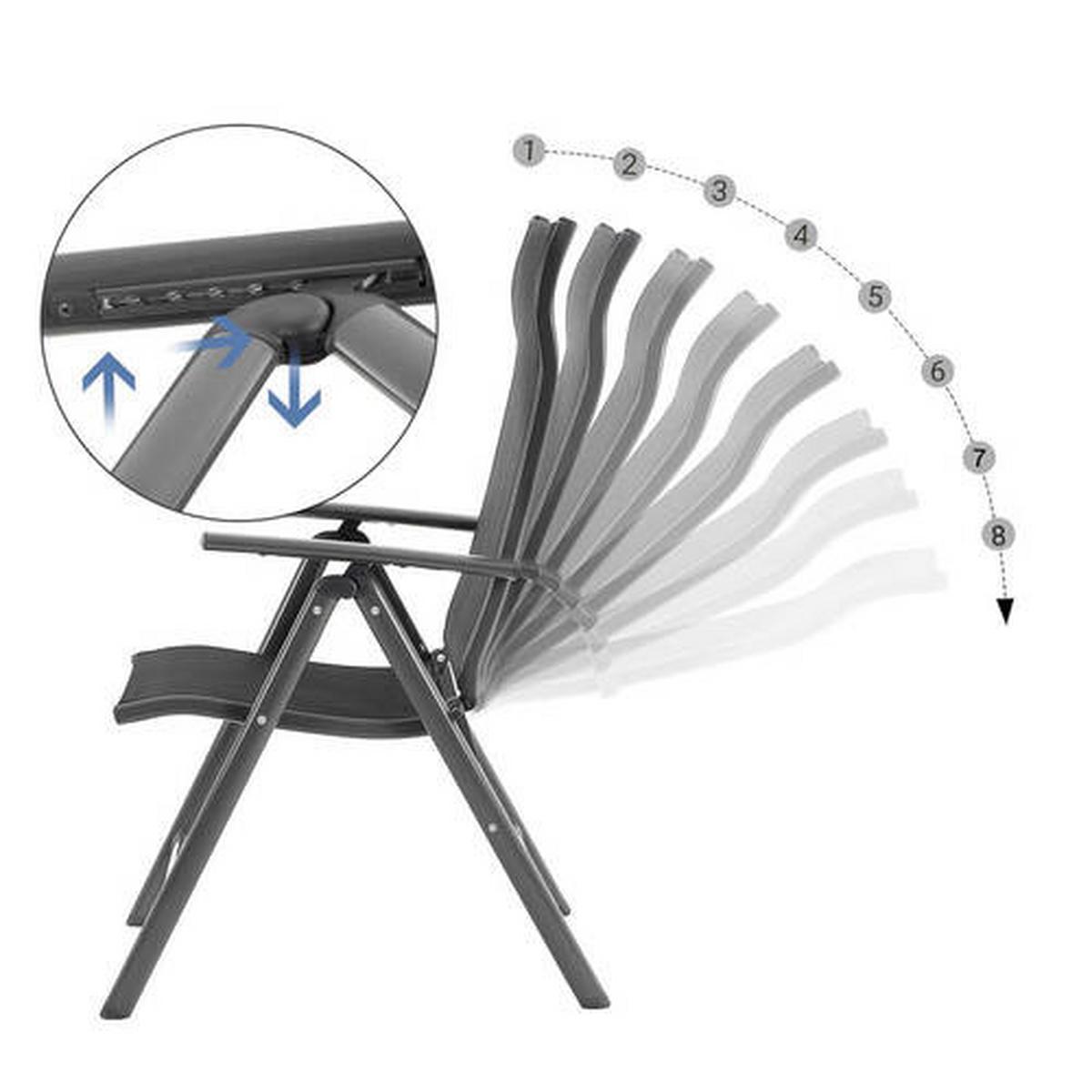 Gartenklappsessel-Set Schwarz - Schwarz, Basics, Textil/Metall (70/106/56cm) - Modante