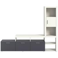 Wohnwand Jacky Anthrazit/Weiß - Anthrazit/Silberfarben, MODERN, Holzwerkstoff/Kunststoff (230/184/37cm) - Mömax