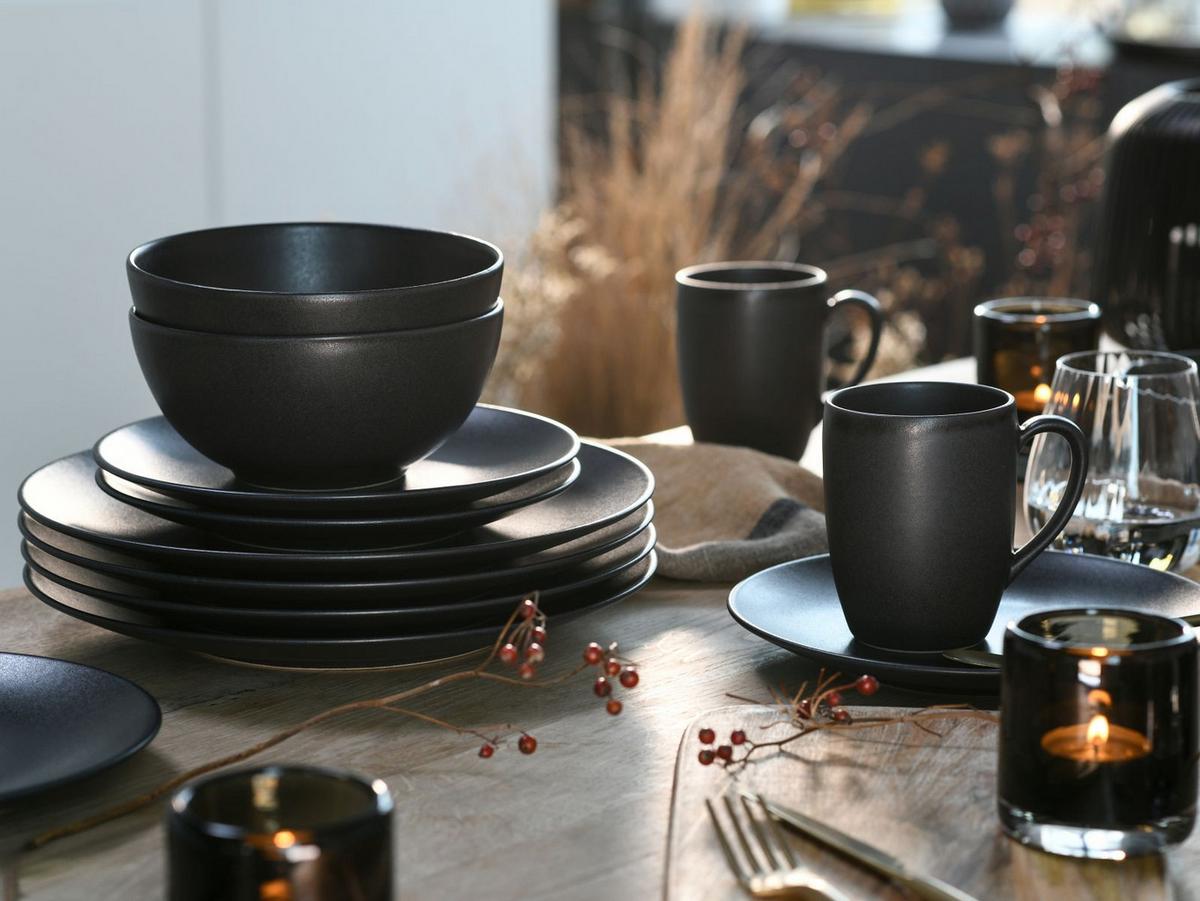 Kombiservice Soft Touch Schwarz, 16-teilige - Schwarz, Trend, Keramik - Creatable