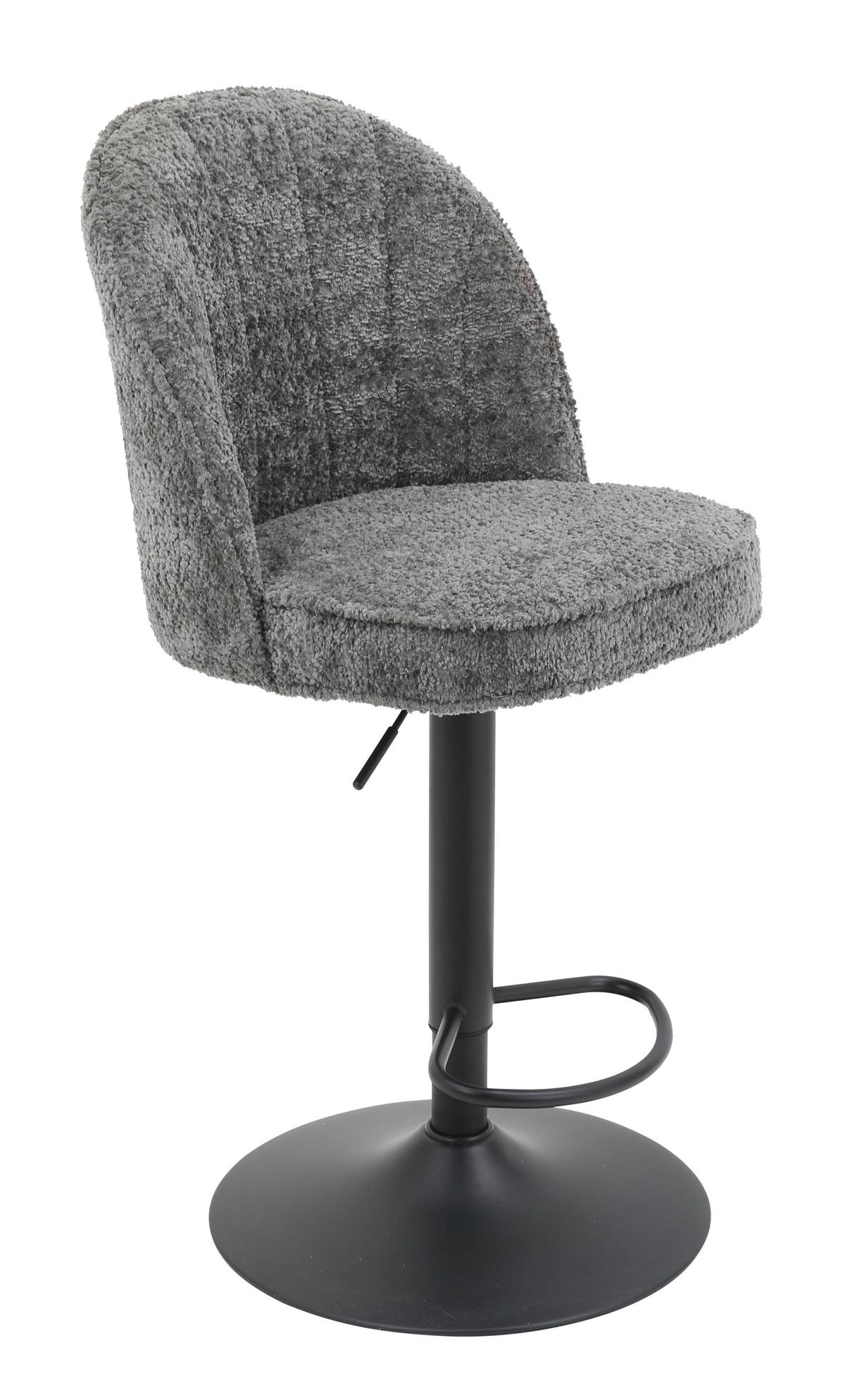 Barhocker Romy Grau - Schwarz/Grau, Modern, Textil/Metall (53/99-119/48cm) - Mömax