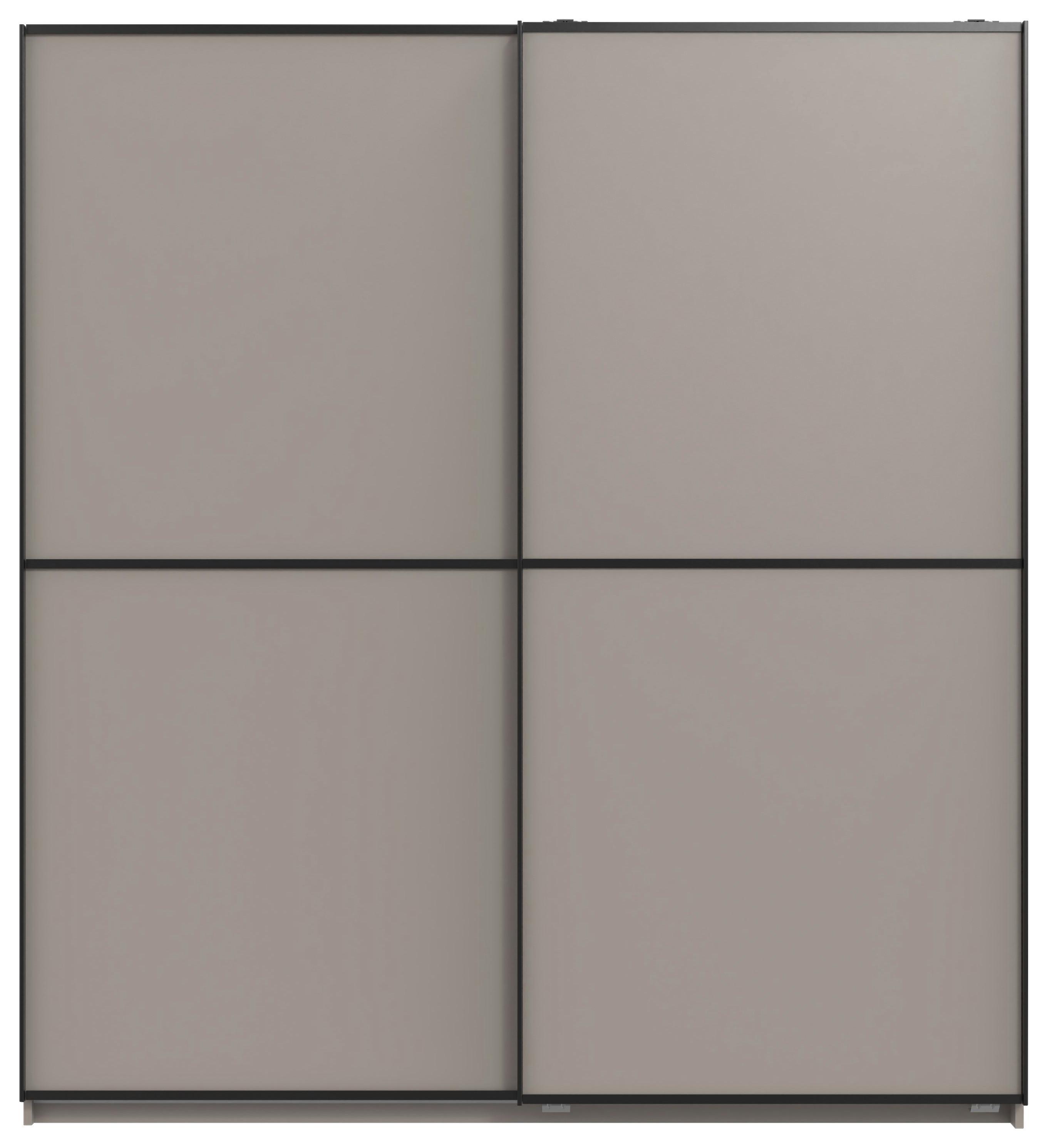 Omara Z Drsnimi Vrati Ulm - sivobež/črna, kovina/leseni material (180/198/65cm) - Mömax