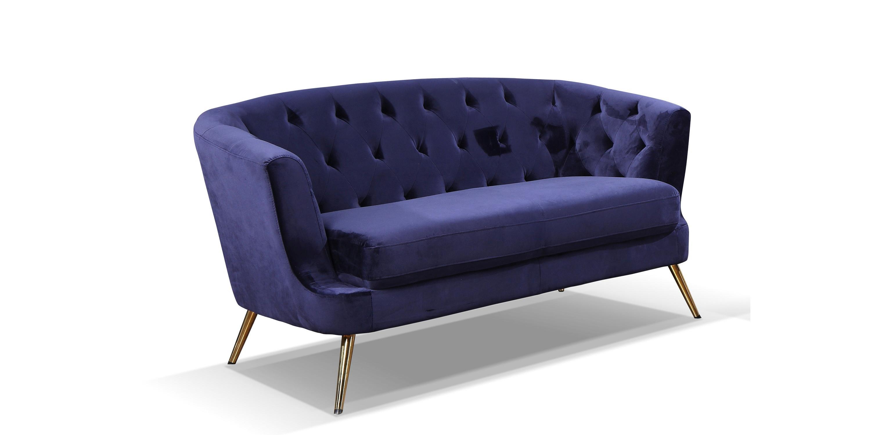 Dvosed Lita, Modra, Žamet - zlate barve/modra, Moderno, kovina/tekstil (150/78/83cm) - Modern Living