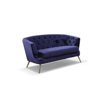Dvosed Lita, Modra, Žamet - zlate barve/modra, Moderno, kovina/tekstil (150/78/83cm) - Modern Living