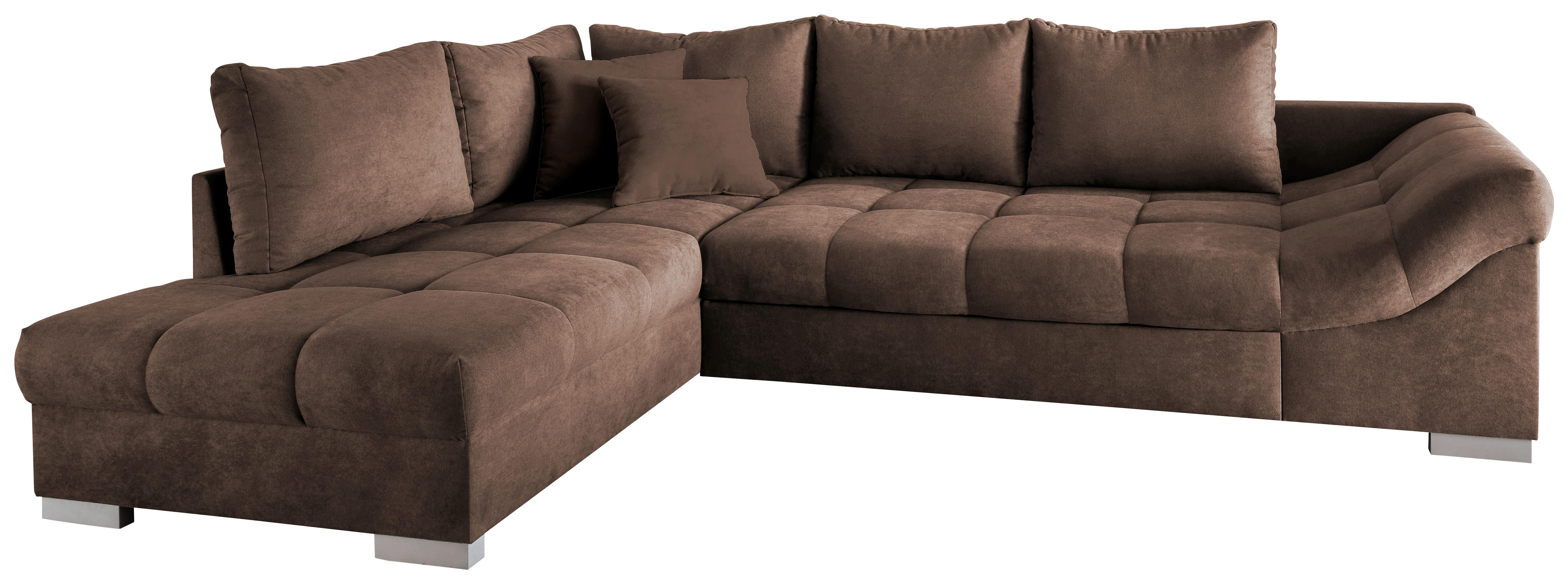 Wohnlandschaft Alvito Braun Nylon/Mikrofaser - Silberfarben/Braun, Design, Holz/Textil (202/298cm) - MID.YOU