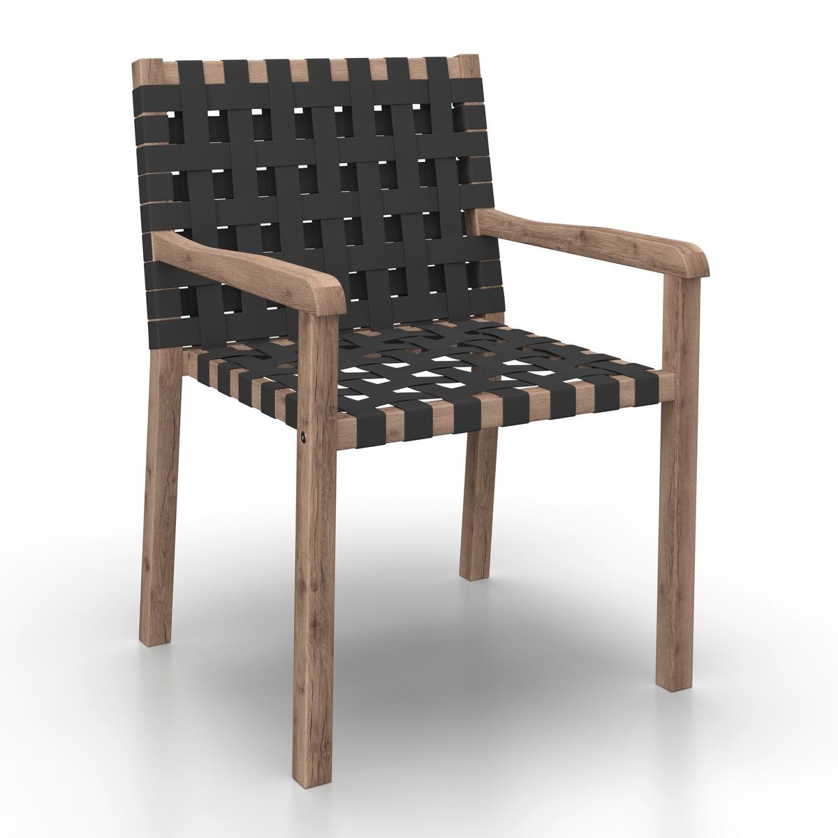 Gartensessel-Set 2-er Set Lauria Schwarz Holz/Textil - Schwarz/Akaziefarben, MODERN, Holz/Textil (61/84/59cm) - Bessagi Garden