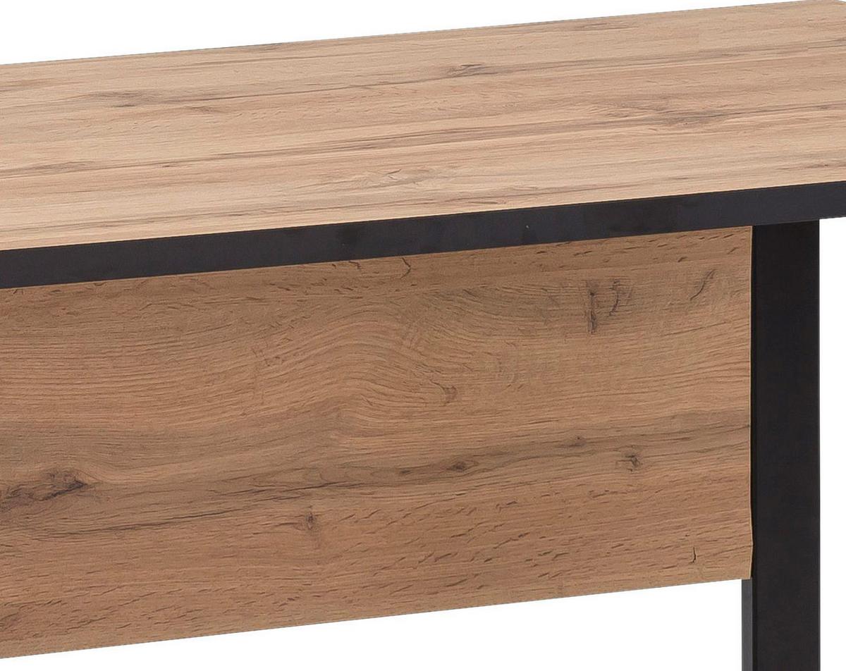 Schreibtisch Serie 2000 ca. 160x75 cm Eiche - Eichefarben/Schwarz, KONVENTIONELL, Holzwerkstoff/Metall (160/75/73,2cm) - MID.YOU