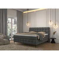 Boxspring Krevet Scarlett - siva/crna, Konvencionalno, drvni materijal/drvo (160/200cm) - Premium Living