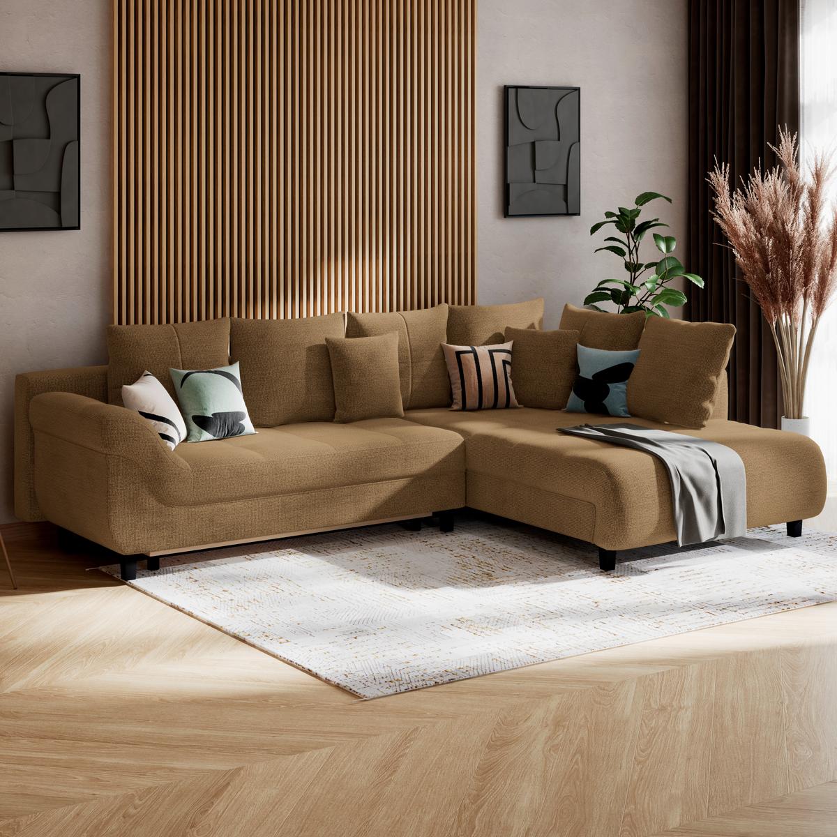 Kutna Garnitura Mendoza - boje hrđe/crna, Konvencionalno, tekstil (309/197cm) - Modern Living