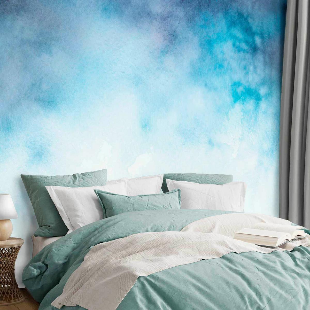 Fototapete Weiß/Hellblau ca. 400x280cm - Weiß/Hellblau, LIFESTYLE, Textil (400/280cm) - artgeist