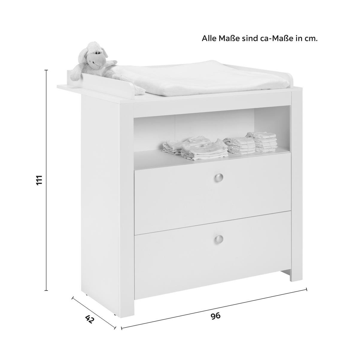 Babyzimmer Olivia Weiß - Weiß, KONVENTIONELL (334/186/266cm) - Bessagi Kids