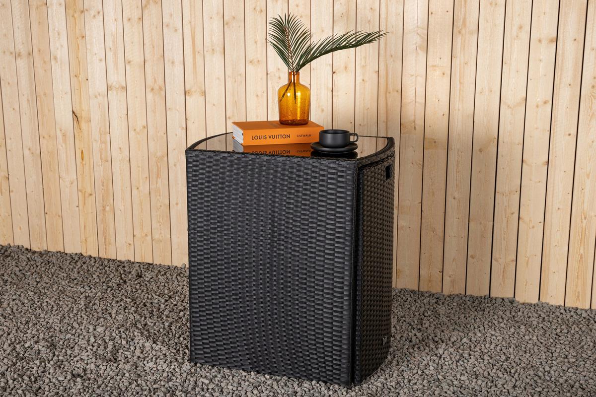 Balkonset Savanna 3-tlg. Grau/Schwarz - Schwarz/Grau, KONVENTIONELL, Kunststoff/Textil - Gardenson