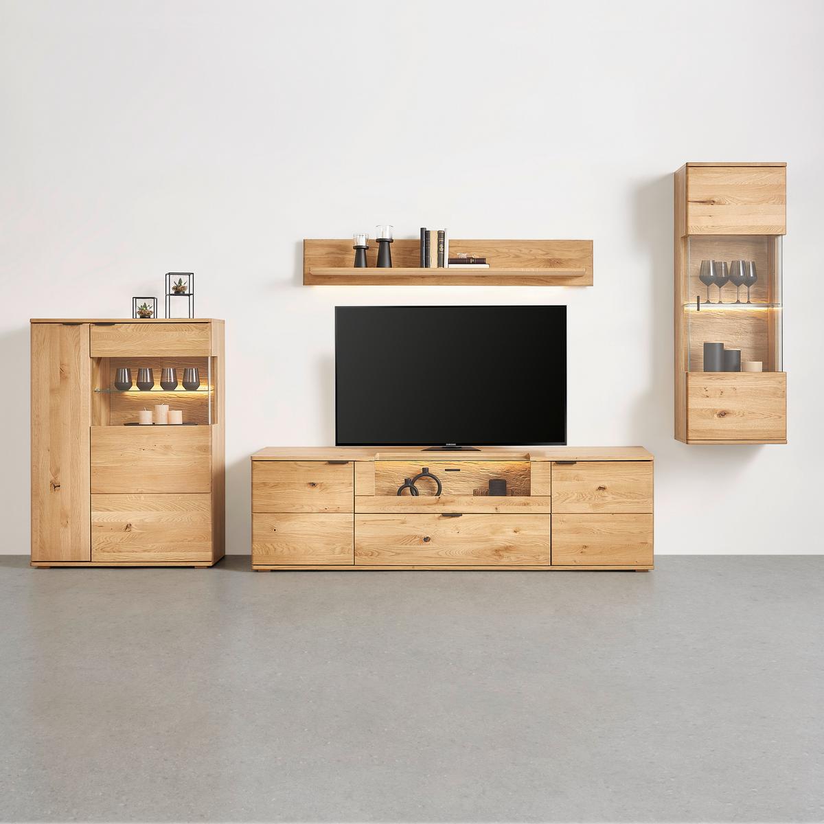 Hängevitrine in Wildeiche - Wildeiche/Schwarz, Modern, Glas/Holz (50/138/37cm) - Premium Living
