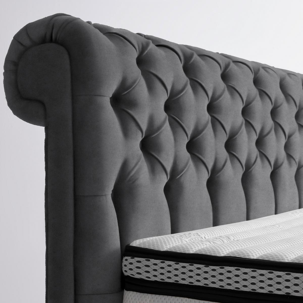 Boxspringbett Queen in Anthrazit ca. 160x200cm - Chromfarben/Anthrazit, KONVENTIONELL, Textil (160/200cm) - Premium Living