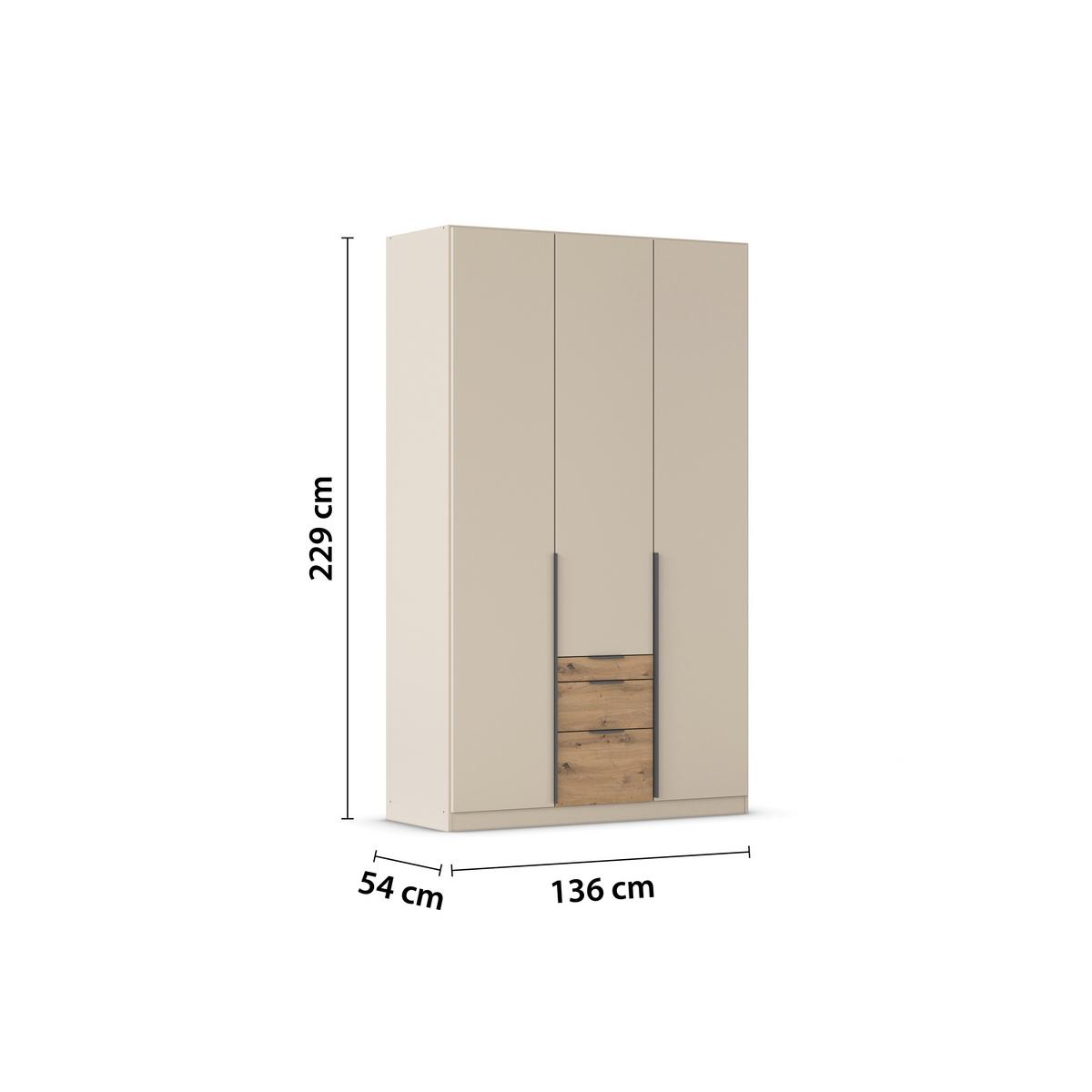 DULAP USI ROTATIVE ALABAMA - culoare lemn stejar/stejar Artisan, Trend, material pe bază de lemn (136/229/54cm) - Modern Living