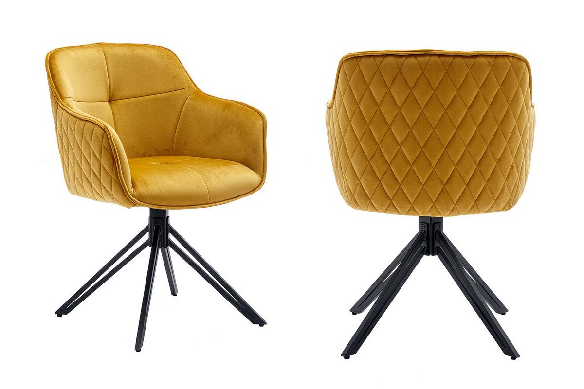 Naslanjač Samt, Rumena, Vrtljiv - rumena/črna, Moderno, kovina/tekstil (59/83/60cm) - Livetastic