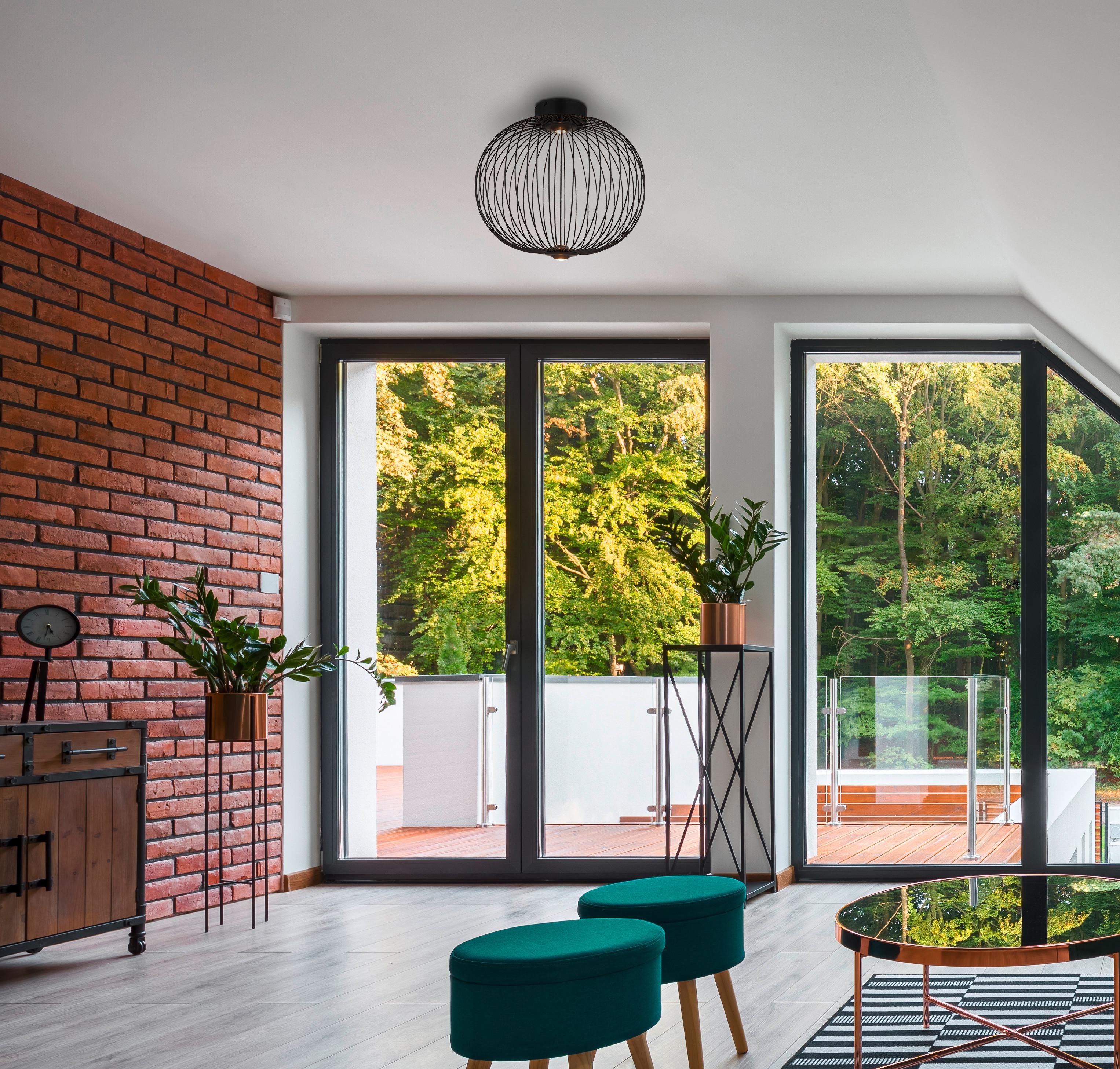 LED-Deckenleuchte Galway Schwarz max. 15 Watt - Schwarz, Basics, Kunststoff/Metall (50/45cm) - Globo